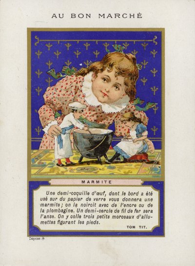 Dívka si hraje s panenkami a mísou, Marmite od French School