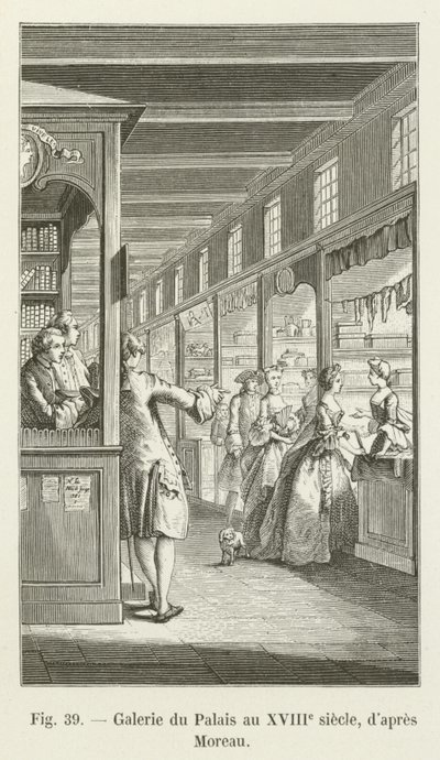 Galerie paláce v 18. století, po Moreau od French School