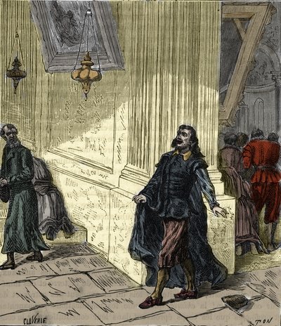 Galileo Galilei (1564-1642), italský vědec, pozoroval kyvadlovité houpání lampy v katedrále v Pise, Itálie, v roce 1582 - Galileo Galilei dit Galilee (1564-1642) pozoroval oscilaci lampy katedrály v Pise v roce 1582 - Rytina I od French School