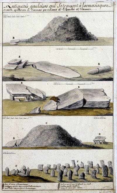 Galské starožitnosti umístěné v Locmariaquer, Crash, Quiberon a Carnac, farnosti Eveche de Vanne - v „“Historickém, topografickém a přírodním popisu Bretaně““ od Robiena od French School