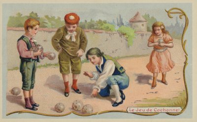 Hra koule nebo petanque (chromolitho) od French School