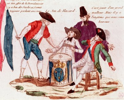 Hazardní hra, kterou hrají tři stavy (duchovnictví, tier-etat a šlechta) (rytina, konec 18. století) od French School