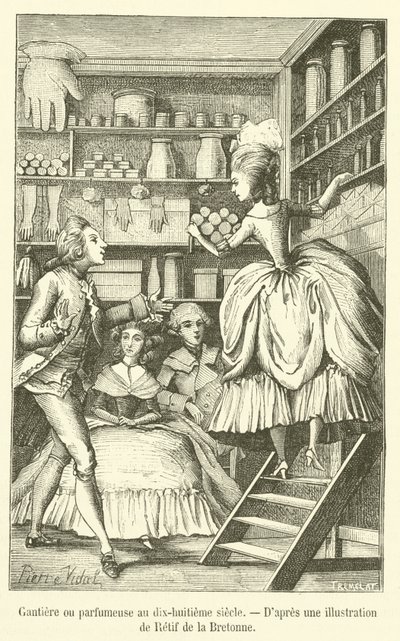 Gantière nebo parfumér v osmnáctém století (rytina) od French School