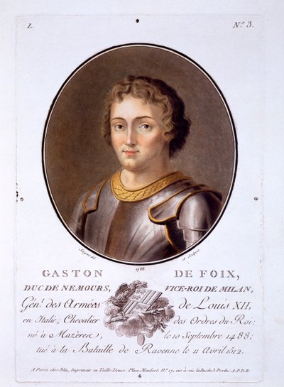Gaston de Foix, vévoda de Nemours, z Portréty velkých mužů, slavných žen a nezapomenutelných předmětů Francie, publikované 1787-92 od French School