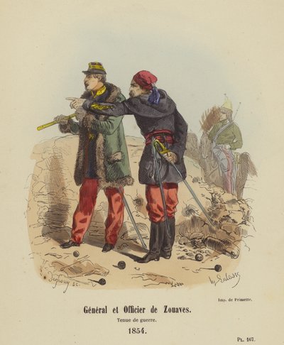 Generál a důstojník Zouaves, válečný oděv od French School