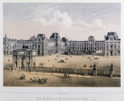 Celkový pohled na nový Louvre: Arc du Carrousel - Rytina 19. století. od French School