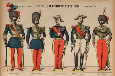 Generálové a vysocí důstojníci ve francouzské armádě (barevná rytina) od French School