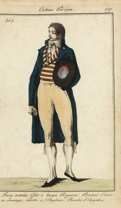 Gentleman v pruhované vestě a bryčkách od French School