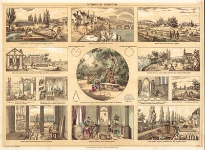 Geometrie (barevná litho) od French School