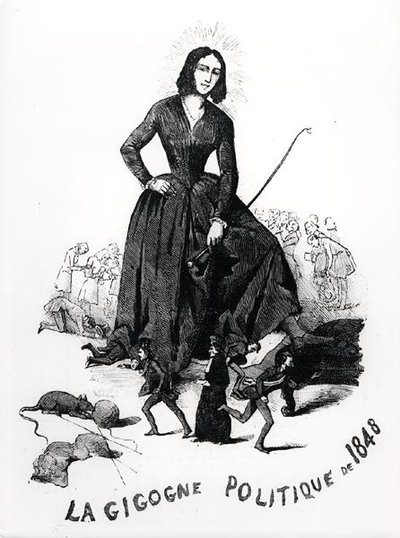 George Sand, politický čáp, z „Le Monde Illustre“ od French School