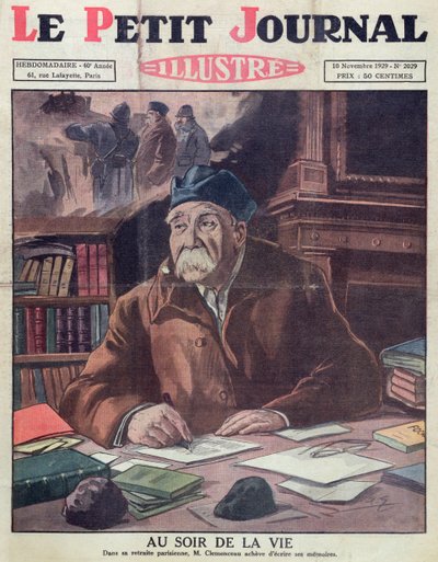Georges Clemenceau (1841-1929) ve stáří, obálka Le Petit Journal 10. listopadu 1929 od French School
