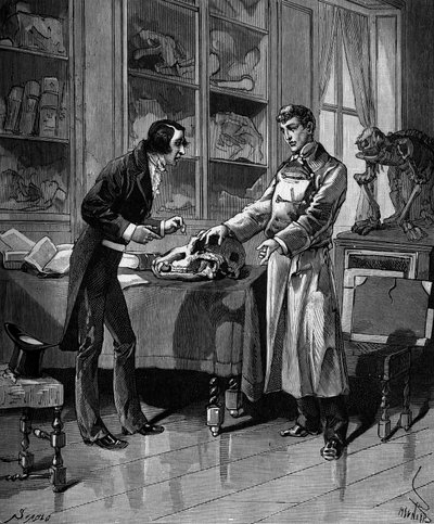 Georges Cuvier (1769-1832), francouzský přírodovědec s mladým studentem. v „Histoire populaire des sciences, vynálezy a objevy od prvních století do současnosti“ od Bitarda Adolphe 1880. od French School