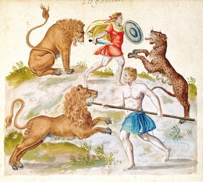 Gladiátoři bojující se zvířaty (wc na papíře) od French School