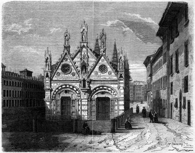 Gotická architektura: vnější pohled na kostel Santa Maria della Spina (13. století-14. století) v Pise (Pisa), Itálie od French School