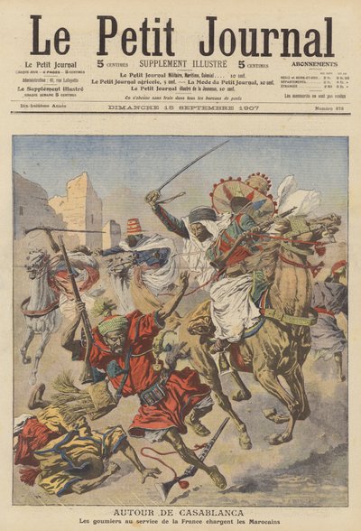Gauneři útočí na Maročany u Casablanky (barevná litografie) od French School
