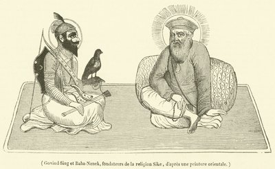 Govind Sing et Baba-Nanek, zakladatelé náboženství Sike (rytina) od French School