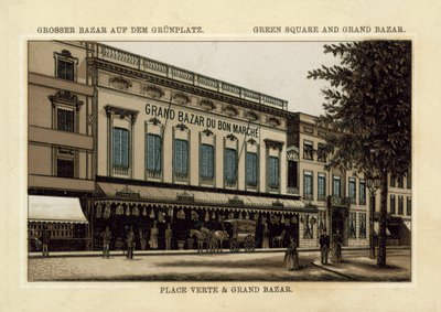 Grand Market Bazaar, Green Square, Antverpy (chromolitho) od French School