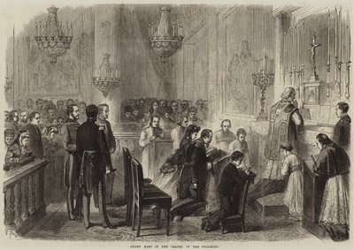Velká mše v kapli Tuileries (rytina) od French School