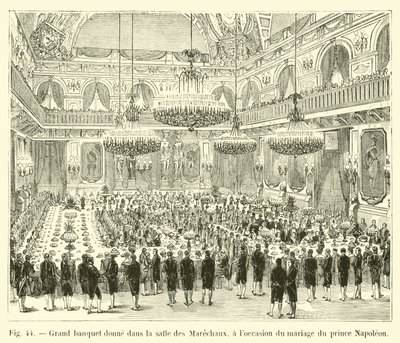 Velká hostina v Salle des Marechaux u příležitosti svatby prince Napoleona od French School