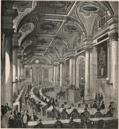 Velká zasedací místnost na Státní radě v Paříži - rytina v „Tableau-de-Paris“ od Edmonda Texiera 1852 od French School
