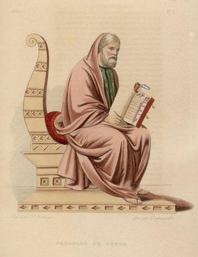 Gregoire de Tours (barevná rytina) od French School