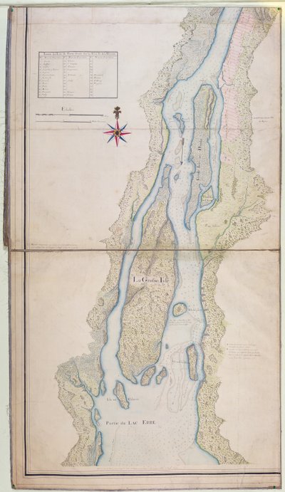 Grosse Isle a část Erijského jezera, 1796 (pero, tuš a čb na papíře) od French School
