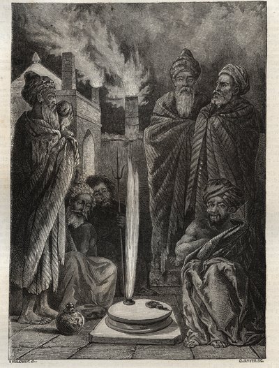 Guebre (nebo Zoroastrian) poblíž Baku (Baku, Ázerbájdžán) - Fireworshippers - Nová národní encyklopedie Maurice La Charest - 1870 - od French School