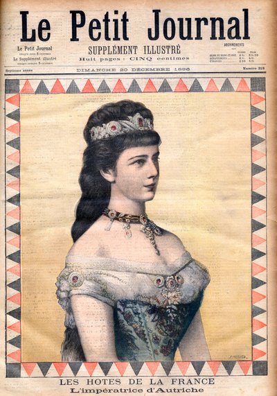 Hosté Francie: císařovna Alžběta (Sissi), choť Františka Josefa I. Rakouského v „Le Petit Journal“ 20. prosince 1896 (rytina) od French School