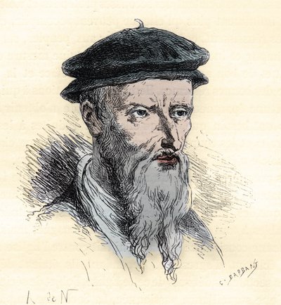 Guillaume Farel - William Farel - 1489-1565 - rytina z "" Historie Francie vyprávěná mým vnoučatům"" - od Francoise Guizota - 1872-1876 od French School