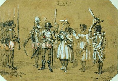 Haiti, cca 1840 (tužka a akvarel na papíře) od French School