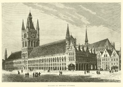 Halls and Belfry of Ypres (rytina) od French School