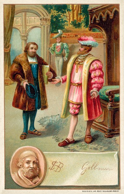 Hans Holbein s králem Jindřichem VIII (chromolitho) od French School