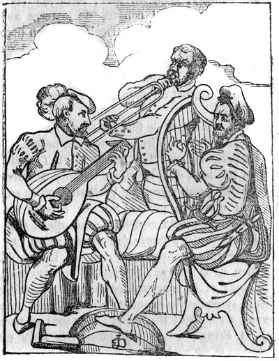 Hráči na harfu a loutnu (Cythara a Testudo) v 16. století. V "" Malebném obchodě "" 1836 od French School