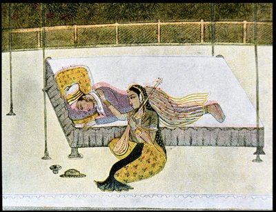 Bez hudby není nic, ilustrace k The Arabian Nights, 1895 (barevná rytina) od French School