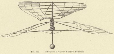 Vrtulníky a pára Enrico Forlanini (rytina) od French School