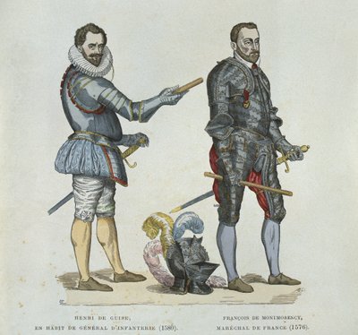 Henri z Guise (1549-88) a Francois de Montmorency (1530-79), z dobové rytiny od French School