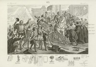 Francouzský Jindřich IV. vstoupil do Paříže v doprovodu Comte de Brissac, guvernéra města, 22. března 1594 od French School