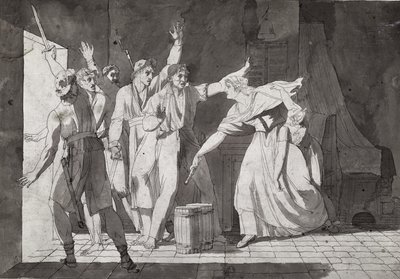 Hrdinství ženy čelící vendským lupičům, kteří získali kontrolu nad Saint-Mithier, 1793 (viz také 217884) od French School