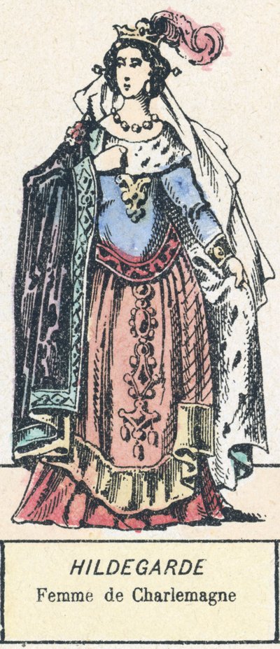 Hildegarda, manželka Karla Velikého (barevná rytina) od French School