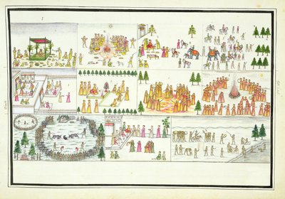 Hinduistické festivaly včetně Dasehra, Diwali a Holi z The Gentil Album, vydaného v roce 1774 od French School