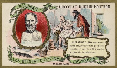 Hippokrates , starověký řecký lékař (chromolitho) od French School