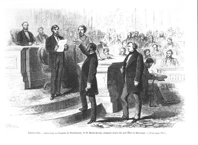 Hiram Revels, první černý senátor státu Mississippi, který složil přísahu do washingtonského kongresu od French School