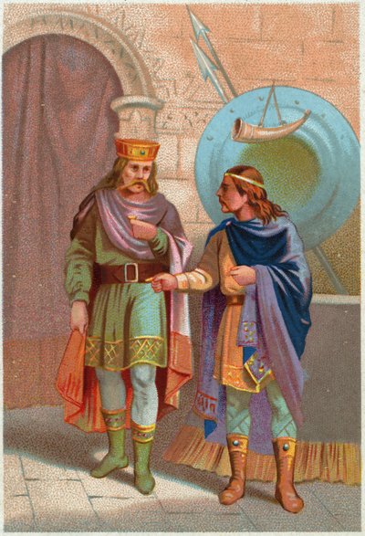 Dějiny. Francie. Childeric I., merovejský král, vypovězen franky. Imagery, Francie, cca 1900 (tisk) od French School