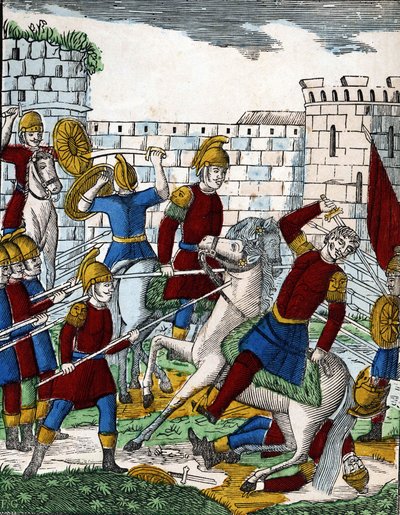 Historie čtyř synů Aymon; Zrádce Ganélon, přepadený v údolí Soissons, zabije vévodu z Beauves d