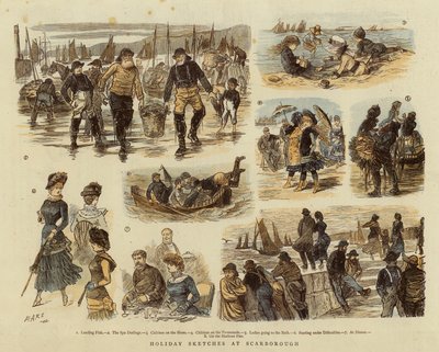 Prázdninové skici ve Scarborough (barevná litografie) od French School