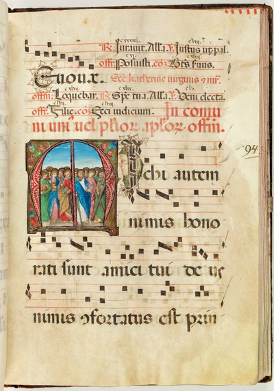 Svatí apoštolové, graduál, f.94 (inkoust, tempera a plátkové zlato na pergamenu) od French School