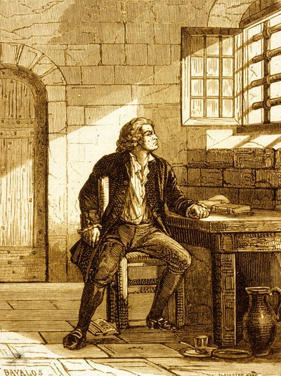 Honore-Gabriel Riquetti, hrabě z Mirabeau ve Fort de Joux v roce 1775 (rytina) od French School