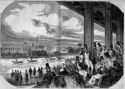 Koňské dostihy na hypodromu Chantilly v roce 1858. od French School