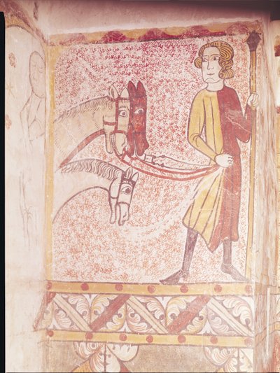 Jezdec držící otěže tří koní, od severní zdi, c.1265 od French School