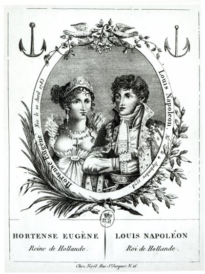Hortense de Beauharnais (1783-1837) a Louis-Napoleon Bonaparte (1778-1846) od French School